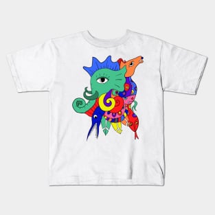 colorful abstract art animal Kids T-Shirt